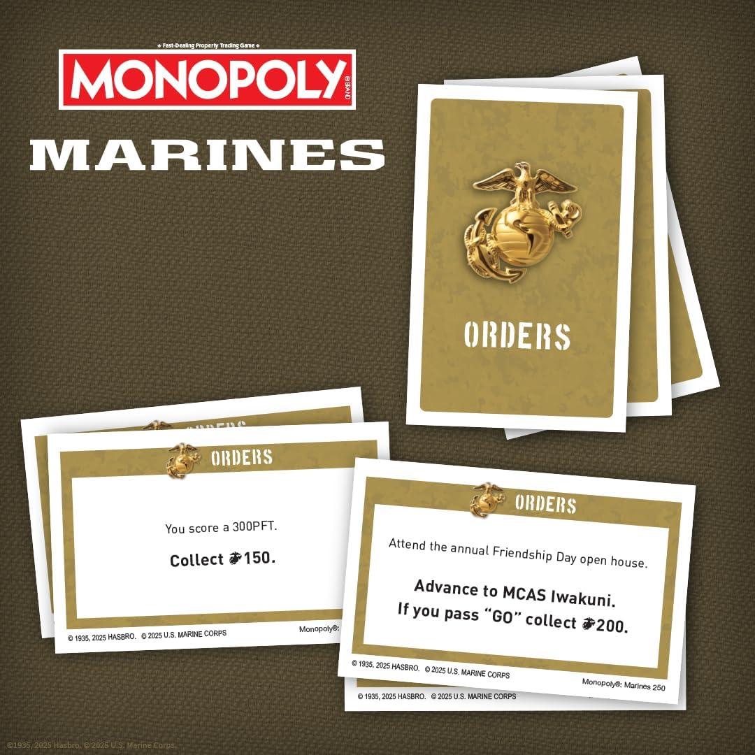 image:imageMonopoly Marines 250th Anniversary Edition Celebrate 250 Years Buy Bases Worldwide and Upgrade with Tents amp Barracks Play as Tokens Combat Boots Bulldog amp More Officially Licensed Merchandise
