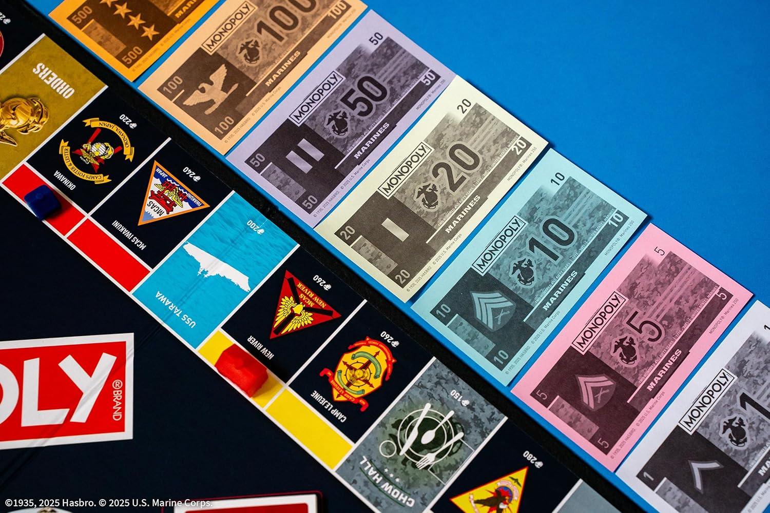image:imageMonopoly Marines 250th Anniversary Edition Celebrate 250 Years Buy Bases Worldwide and Upgrade with Tents amp Barracks Play as Tokens Combat Boots Bulldog amp More Officially Licensed Merchandise