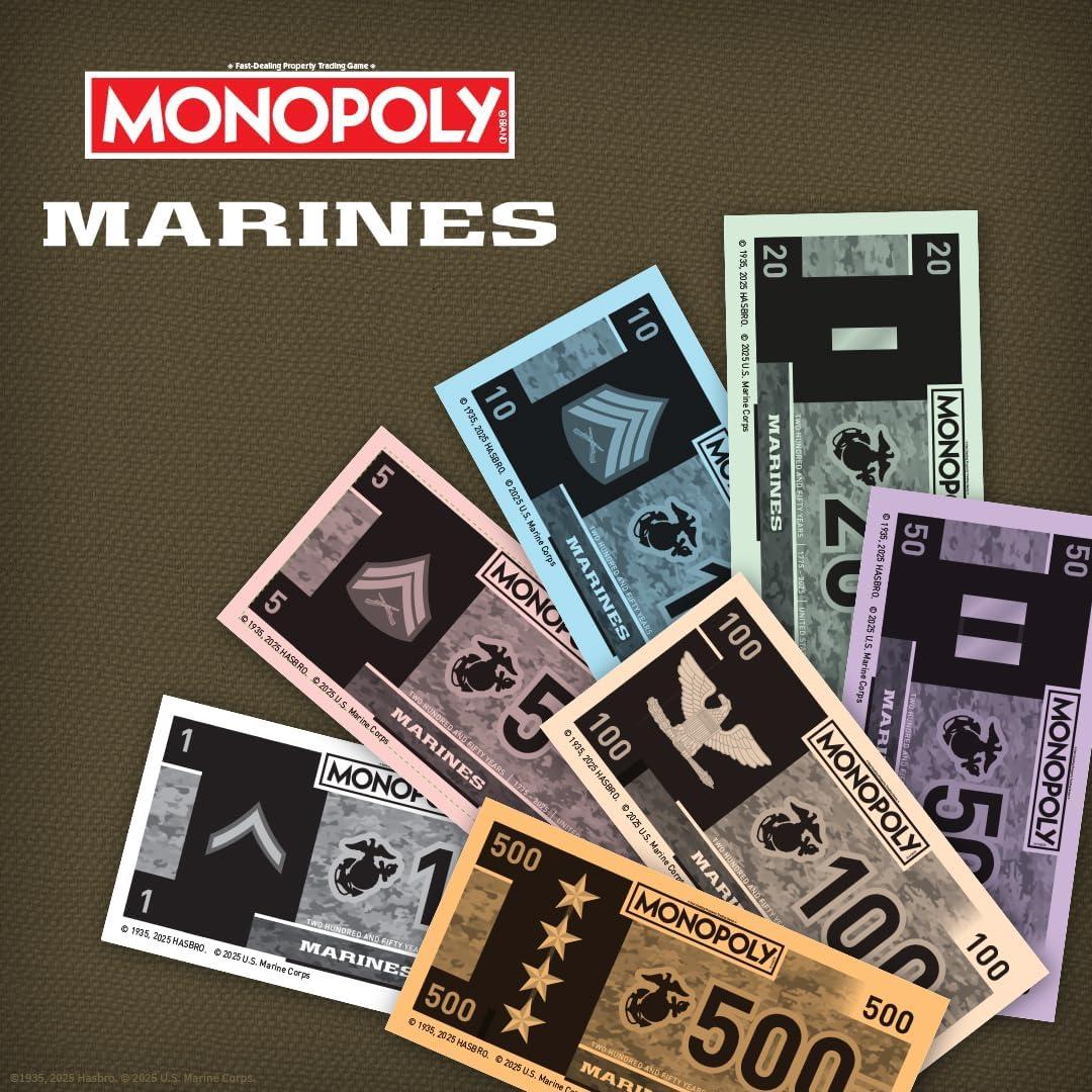 image:imageMonopoly Marines 250th Anniversary Edition Celebrate 250 Years Buy Bases Worldwide and Upgrade with Tents amp Barracks Play as Tokens Combat Boots Bulldog amp More Officially Licensed Merchandise