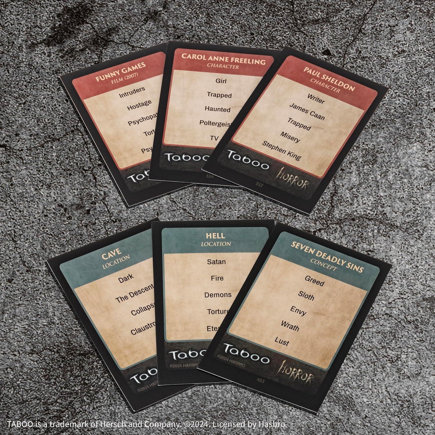 image:imageTaboo Horror Edition Party Board Game Horror Genre Themed Trivia Word Game with Screaming Buzzer Game for 2 Players or More Fans of Horror Themed Films amp Culture Ages 13 and Up