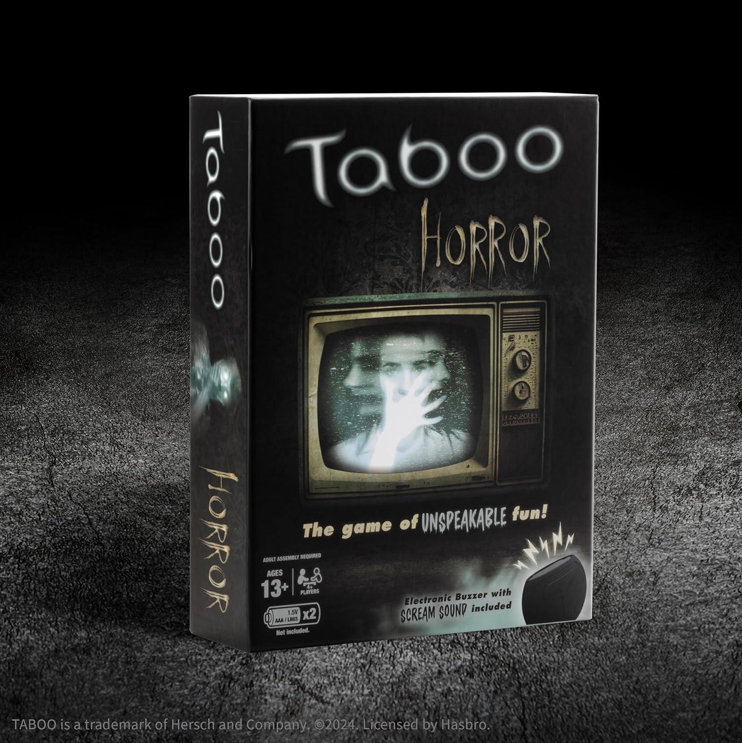 image:imageTaboo Horror Edition Party Board Game Horror Genre Themed Trivia Word Game with Screaming Buzzer Game for 2 Players or More Fans of Horror Themed Films amp Culture Ages 13 and Up