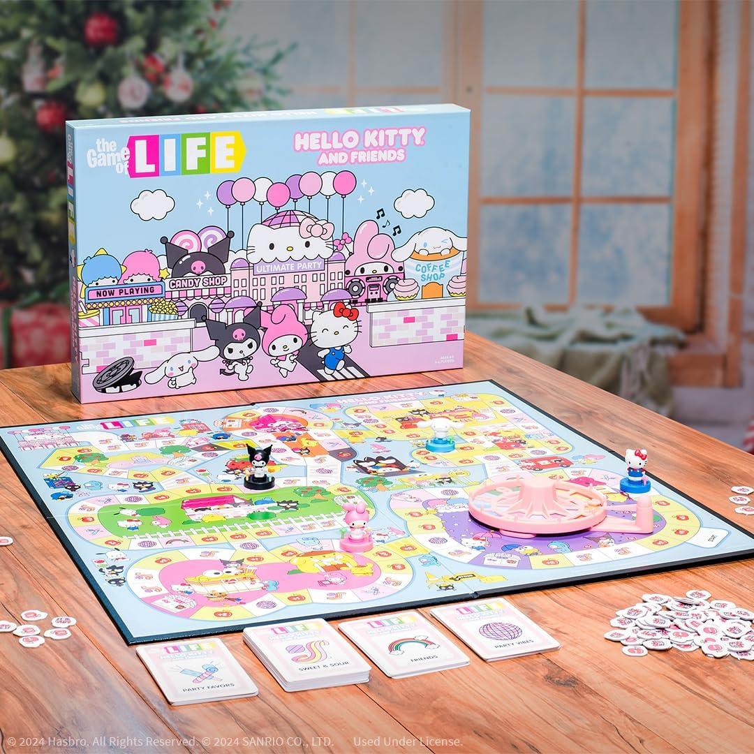 image:imageThe Game of Life Hello Kitty and Friends Board Game Collect Apples and Buy Bows on The Way to The Ultimate Party Play as Hello Kitty Kuromi amp More Officially Licensed Collectible amp Merchandise