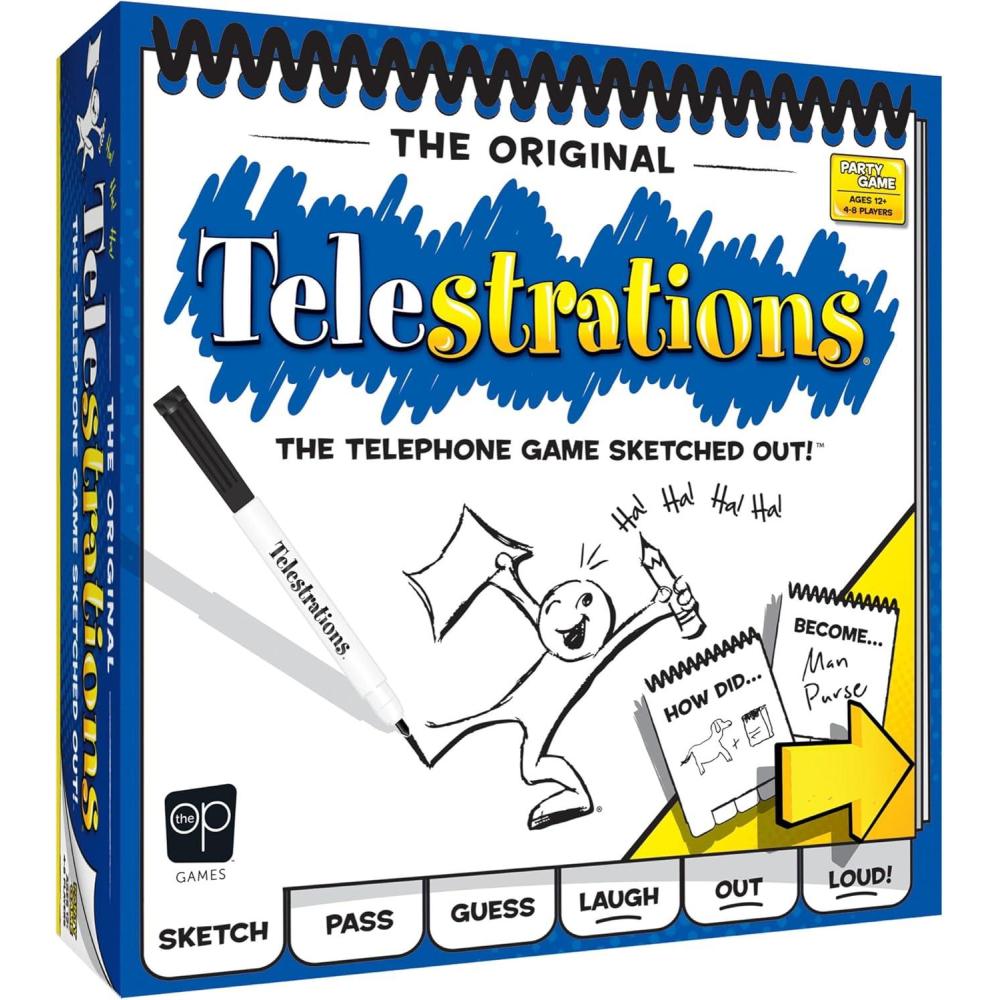 image:imageUSAOPOLY Telestrations Original 8 Player Family Board Game A Fun Family Game for Kids and Adults Family Game Night Just Got Better The Telephone Game Sketched OutStandard Edition