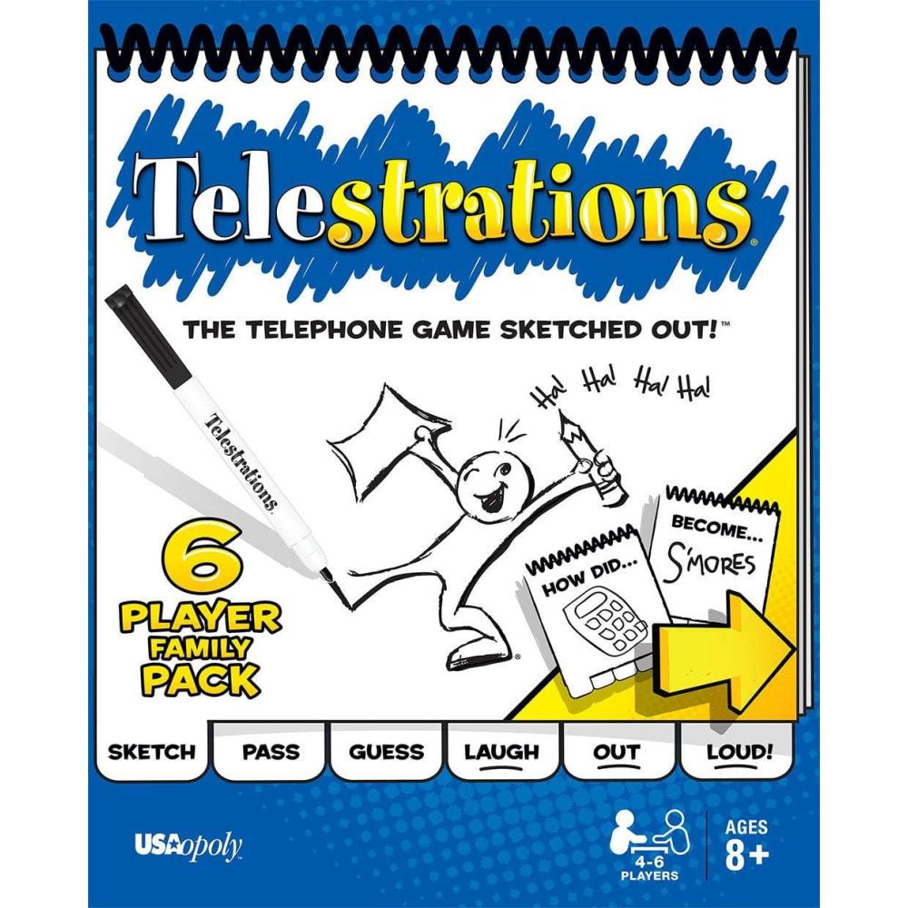 image:imageUSAopoly Telestrations Original 6 Player Family Board Game A Fun Family Game for Kids and Adults Family Game Night Just Got Better The Telephone Game Sketched Out