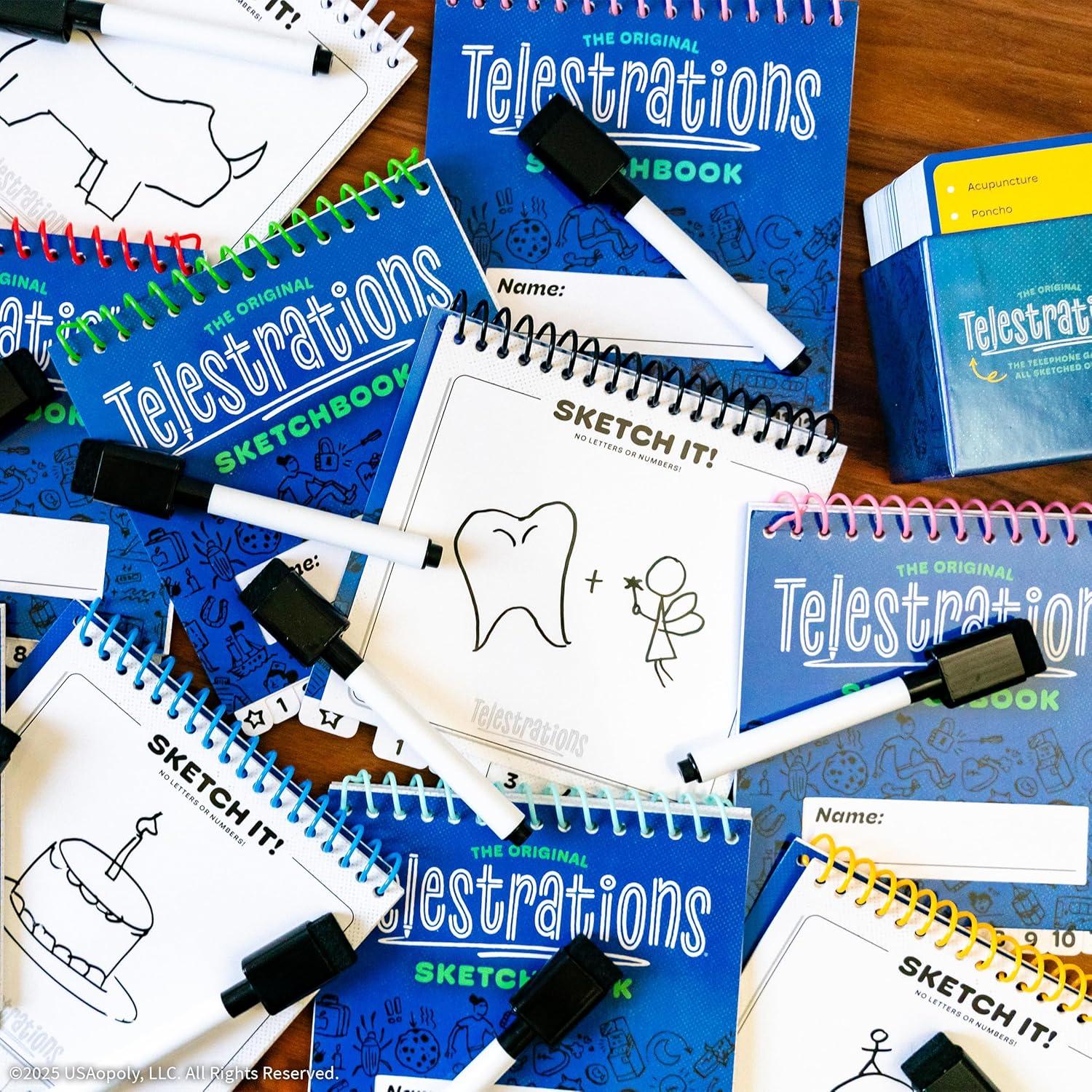 image:imageTelestrations 8 Player 2nd Edition Board Game Award Winning Hilarious and Unpredictable Must Have Party Game with a New Look Sketch What Your Read Then Guess What You Saw 48 Players Ages 10