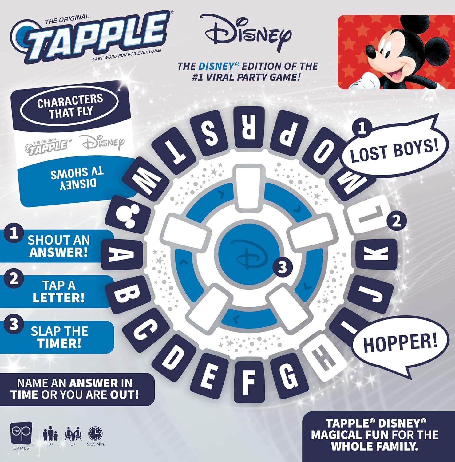 image:imageThe Original TAPPLE Disney Edition FastPaced Family Trivia Word Game Choose a DisneyThemed Category amp Race Against The Timer to be The Last Player TravelFriendly Party Game Officially Licensed
