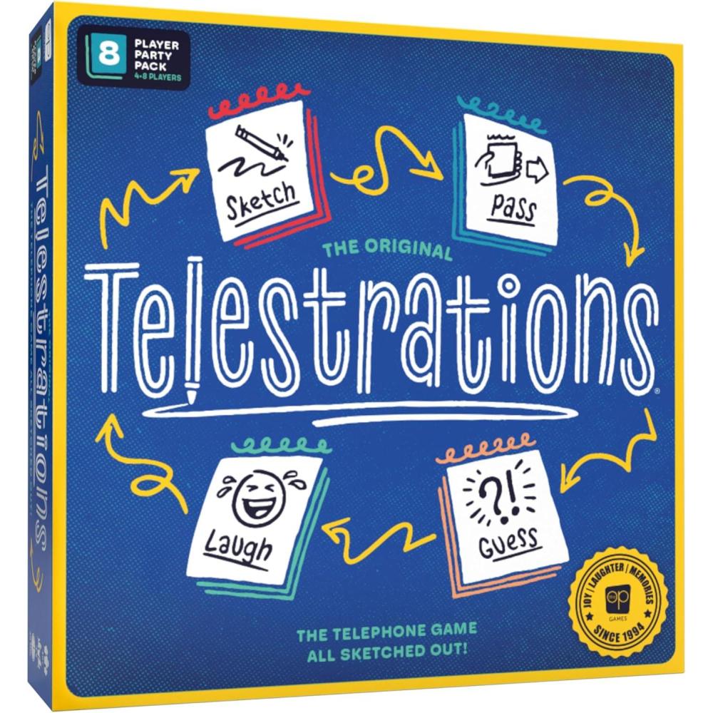 image:imageTelestrations 8 Player 2nd Edition Board Game Award Winning Hilarious and Unpredictable Must Have Party Game with a New Look Sketch What Your Read Then Guess What You Saw 48 Players Ages 10