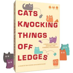 Cats Knocking Things Off Ledges, A Fun Dexterity Stacking Game for Families, Kids, Teens & Adults, Features Cute Cats & Toy Wooden Pieces, Portable to Play Anywhere, Ages 10+, 2-4 Players, 15+ Minute
