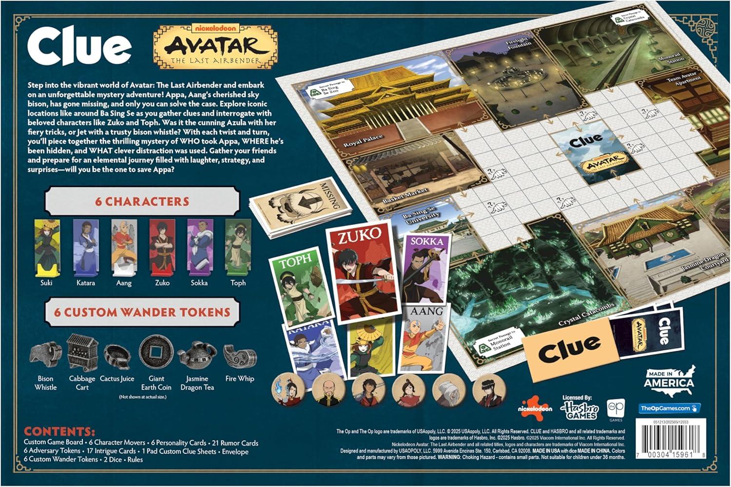 image:imageCLUE Avatar The Last Airbender Board Game Play as Aang Katara Zuko amp More Explore Iconic Locations Like Ba Sing Se to Uncover Where Appa Has Vanished Official Nickelodeon Merchandise for Ages 8