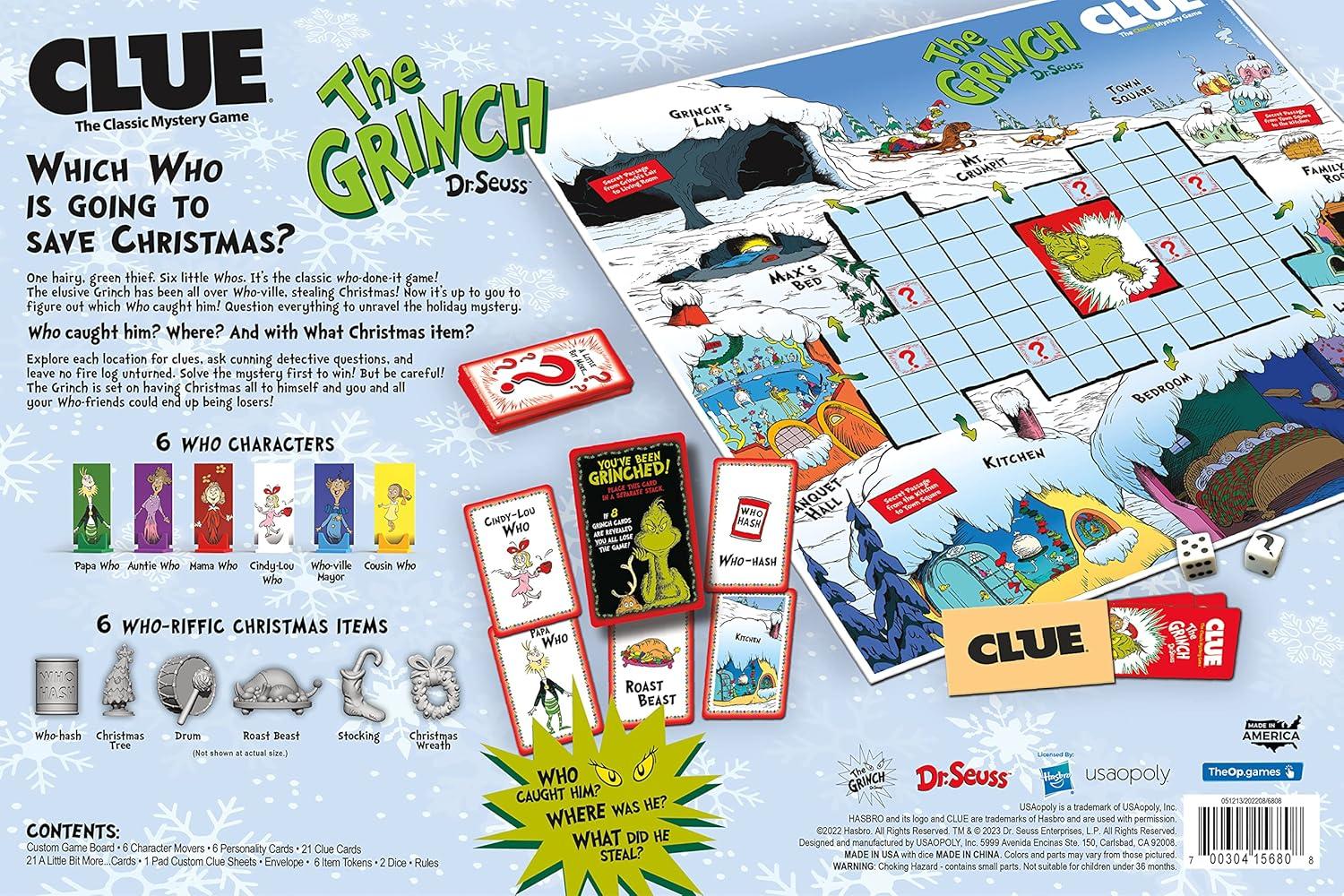 image:imageCLUE The Grinch Classic Mystery Board Game Solve The Holiday Theft in Whoville with CindyLou amp More Discover Who Where and What was Taken Officially Licensed Dr Seuss Merchandise