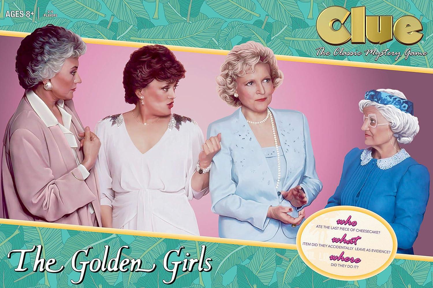 image:imageClue The Golden Girls Board Game Golden Girls TV Show Themed Game Solve The Mystery of Who Ate The Lastpiece of Cheesecake Officially Licensed Golden Girls Merchandise Themed Clue Mystery Game