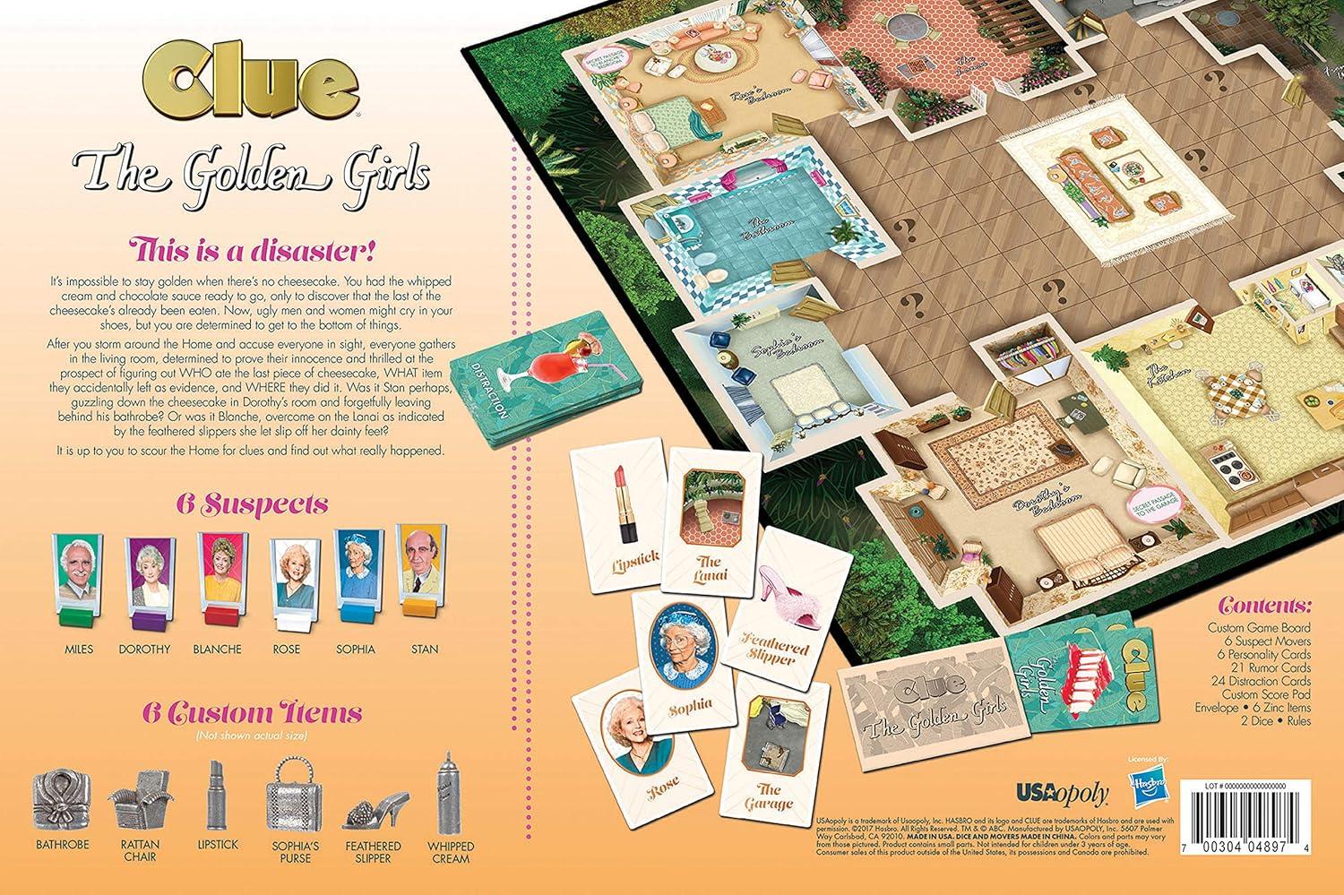 image:imageClue The Golden Girls Board Game Golden Girls TV Show Themed Game Solve The Mystery of Who Ate The Lastpiece of Cheesecake Officially Licensed Golden Girls Merchandise Themed Clue Mystery Game