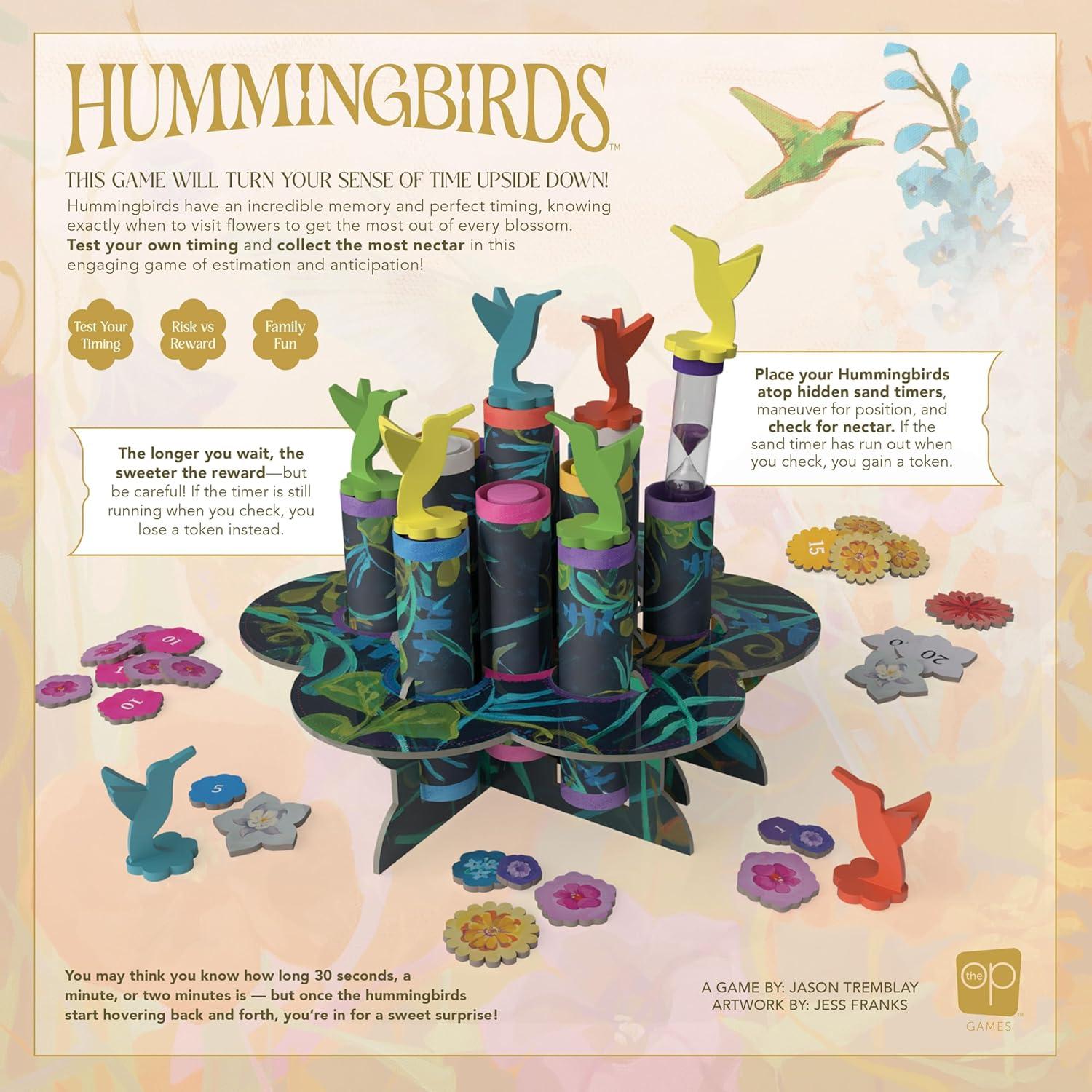 image:imageHummingbirds Board Game A RealTime Push Your Luck Dexterity Party Game Test Your Timing amp Collect Nectar Token Points A Fun Family Game with Beautiful Artwork Ages 8 24 Players 15 Play Time