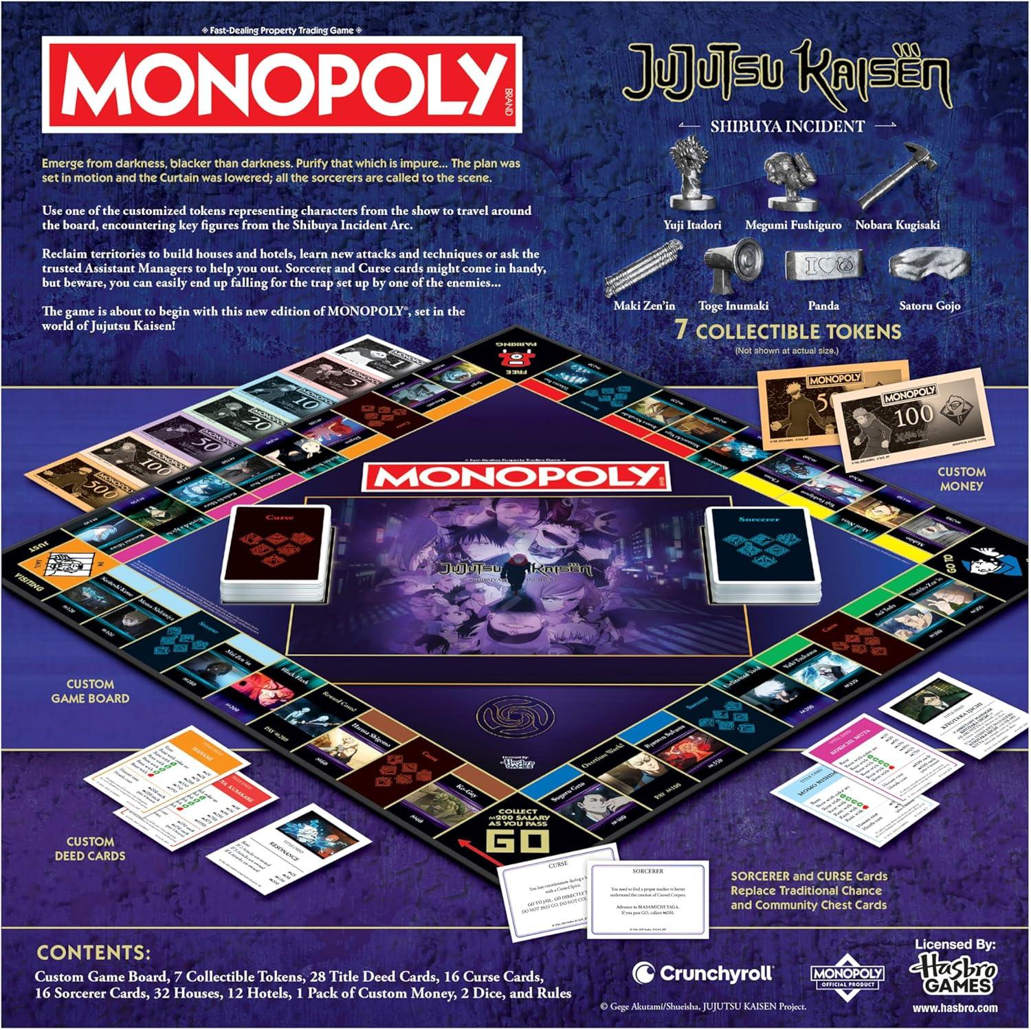 image:imageMONOPOLY Jujutsu Kaisen Edition Board Game Buy Sell Trade Locations from the Shibuya Incident Arc Featuring 6 Custom Tokens Yuji Itadori Panda Satoru Gojo amp More Officially Licensed Collectible