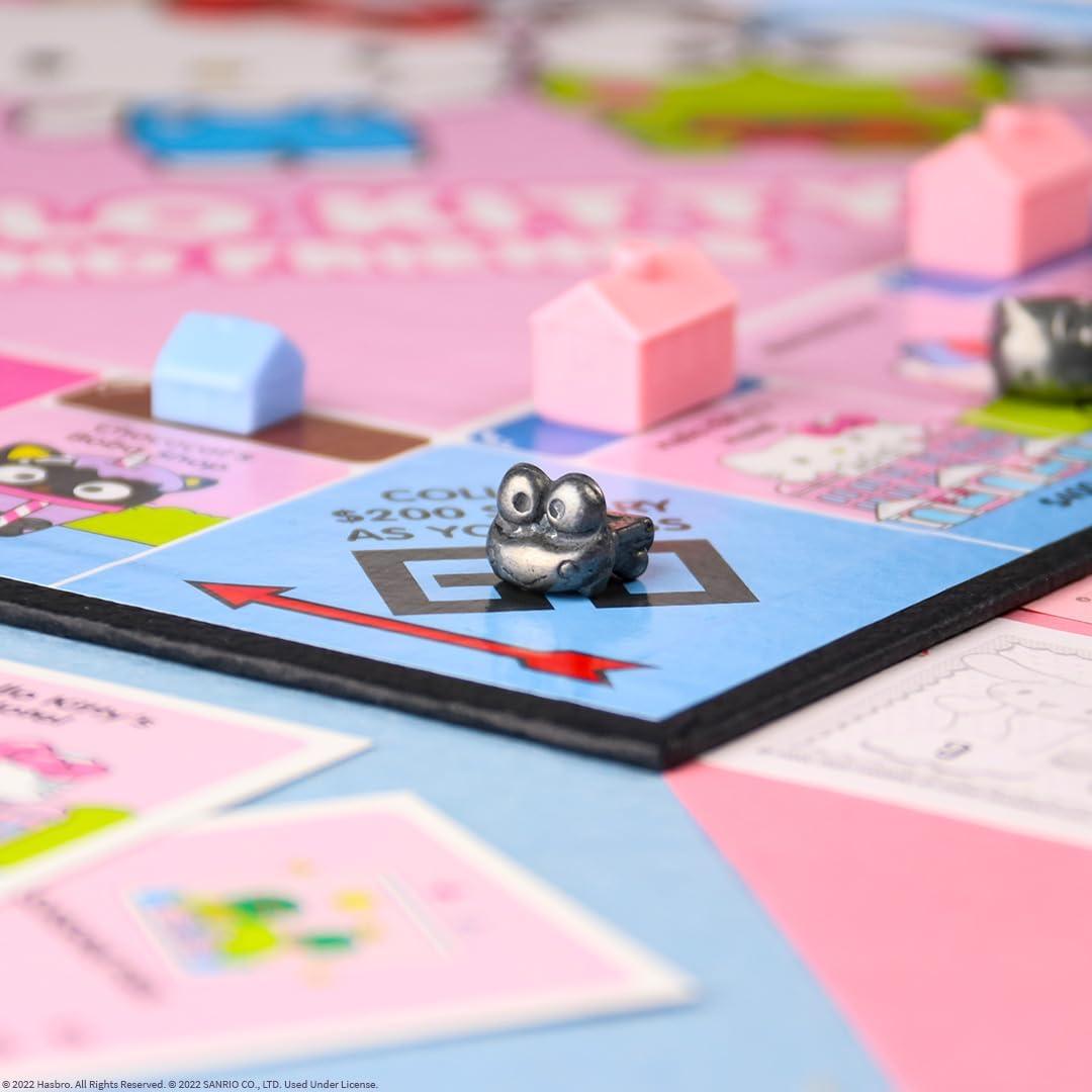 image:imageMonopoly Hello Kitty and Friends Buy Sell Trade Buildings from The Animated Series Featuring My Melody BadtzMaru Keroppi Classic Monopoly Game OfficiallyLicensed Hello Kitty Merchandise