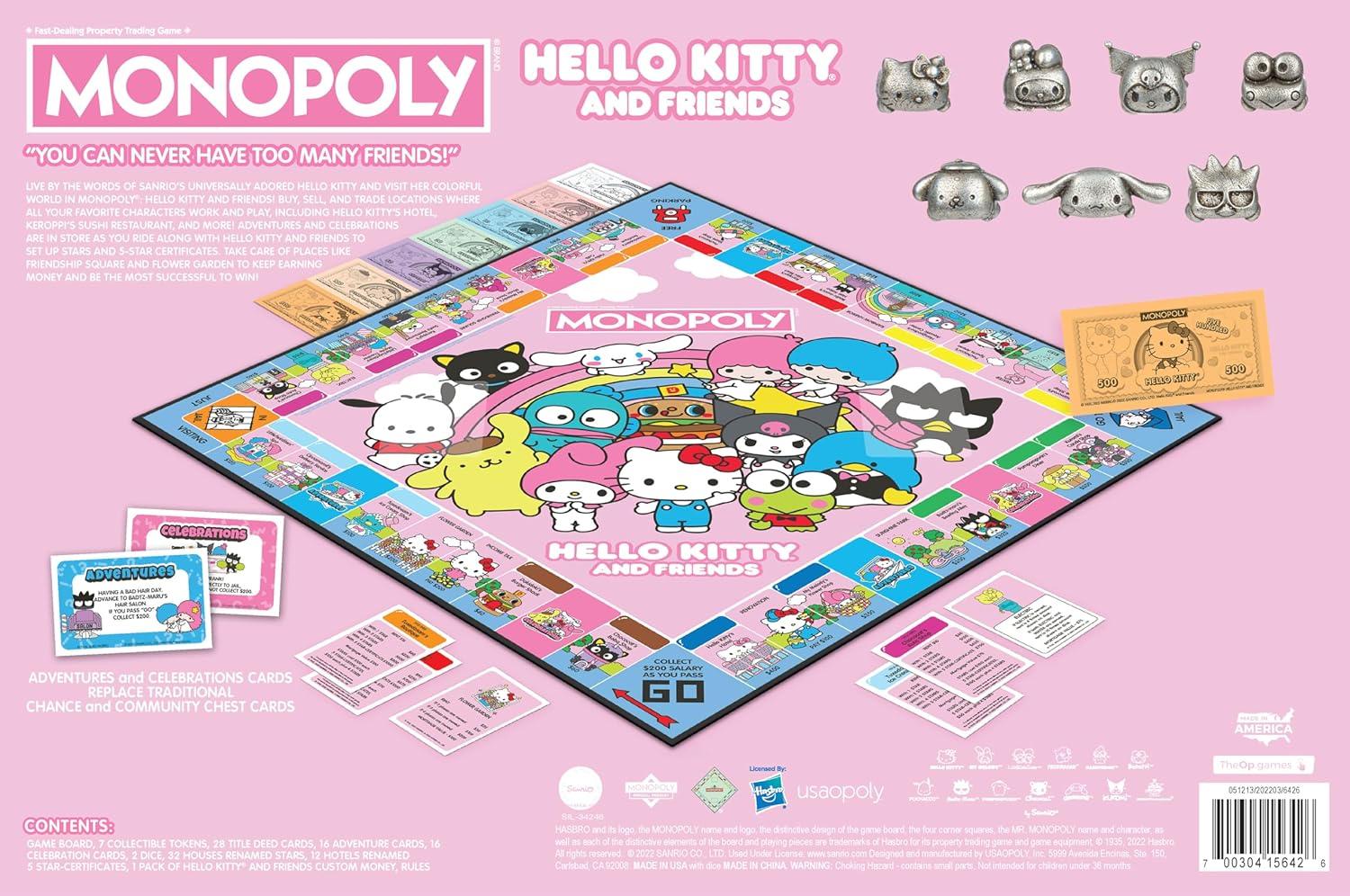 image:imageMonopoly Hello Kitty and Friends Buy Sell Trade Buildings from The Animated Series Featuring My Melody BadtzMaru Keroppi Classic Monopoly Game OfficiallyLicensed Hello Kitty Merchandise