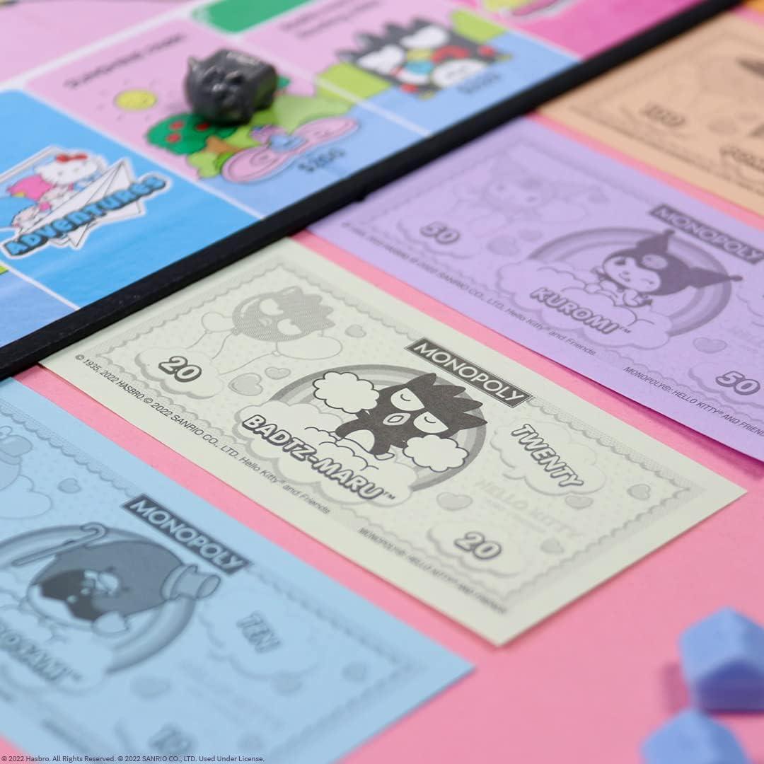 image:imageMonopoly Hello Kitty and Friends Buy Sell Trade Buildings from The Animated Series Featuring My Melody BadtzMaru Keroppi Classic Monopoly Game OfficiallyLicensed Hello Kitty Merchandise