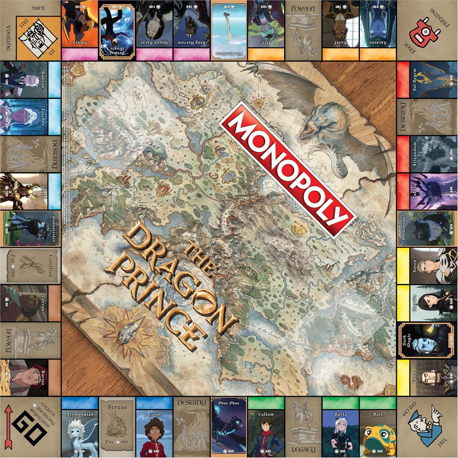 image:imageMonopoly The Dragon Prince Buy Sell Trade Characters Such as Ezran Rayla and Callum from The Netflix Series Classic Monopoly Game OfficiallyLicensed The Dragon Prince Merchandise