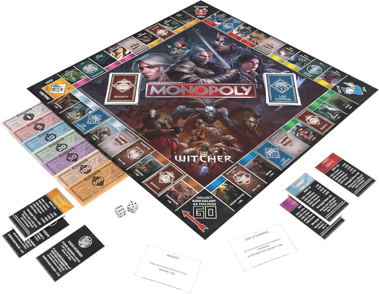 image:imageMonopoly The Witcher Play as Crystal Skull Flaming Book Kaer Morhen Lute and More Officially Licensed Collectible Game Based On Popular Video Game Franchise