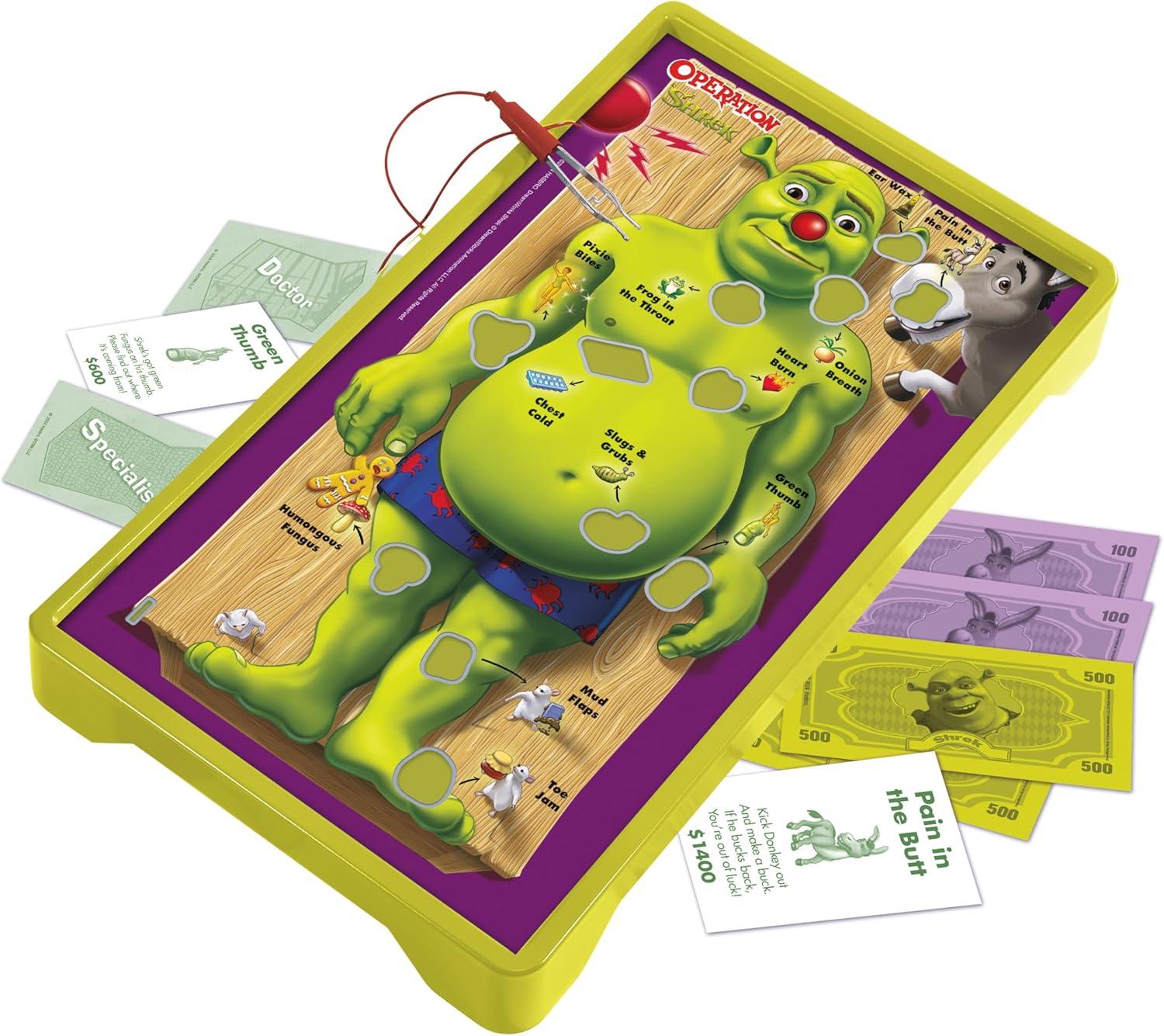 image:imageOperation Shrek Board Game Featuring 12 Custom Shrek Funatomy Pieces from Pixie Bites to Pain in The Butt Donkey Classic Electronic Remove The Objects or Get The Buzzer Game Officially Licensed