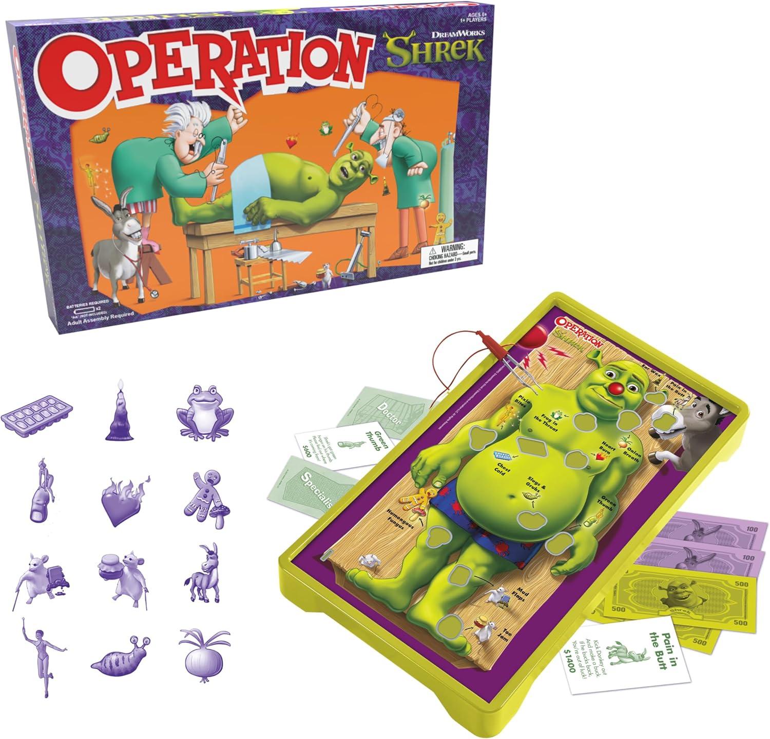 image:imageOperation Shrek Board Game Featuring 12 Custom Shrek Funatomy Pieces from Pixie Bites to Pain in The Butt Donkey Classic Electronic Remove The Objects or Get The Buzzer Game Officially Licensed
