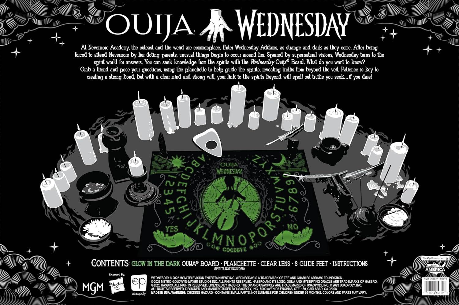 image:imageOuija Wednesday Inspired by The Popular Original Series Wednesday Collectible Classic Ouija Board Game Officially Licensed Game and Merchandise Glow in The Dark Board 24 Players Ages 8