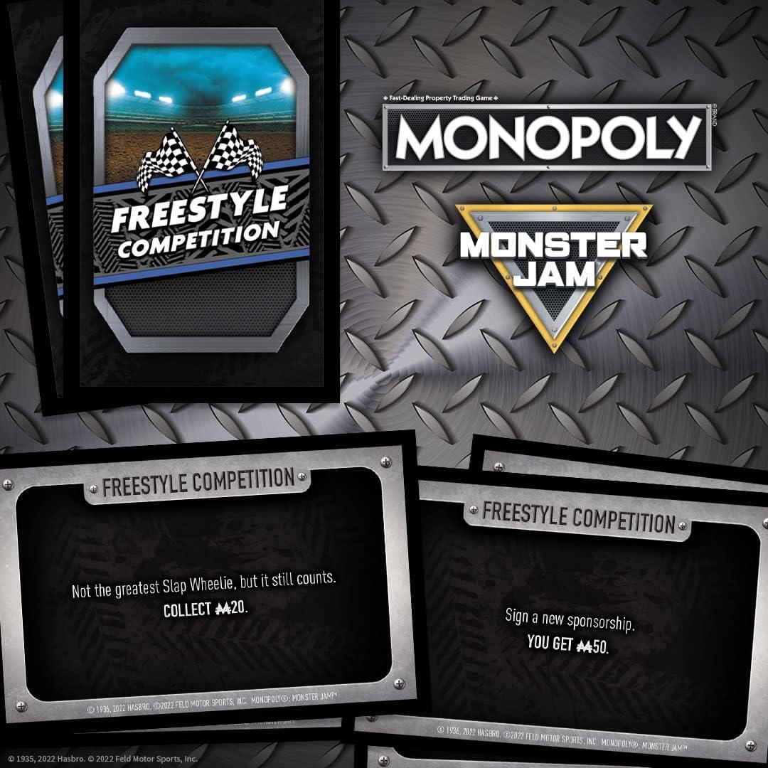 image:imageUSAOPOLY Monopoly Monster Jam Buy Sell Trade Iconic Trucks Including Grave Digger MaxD El Toro Loco Dragons Breath Classic Monopoly Game OfficiallyLicensed Merchandise