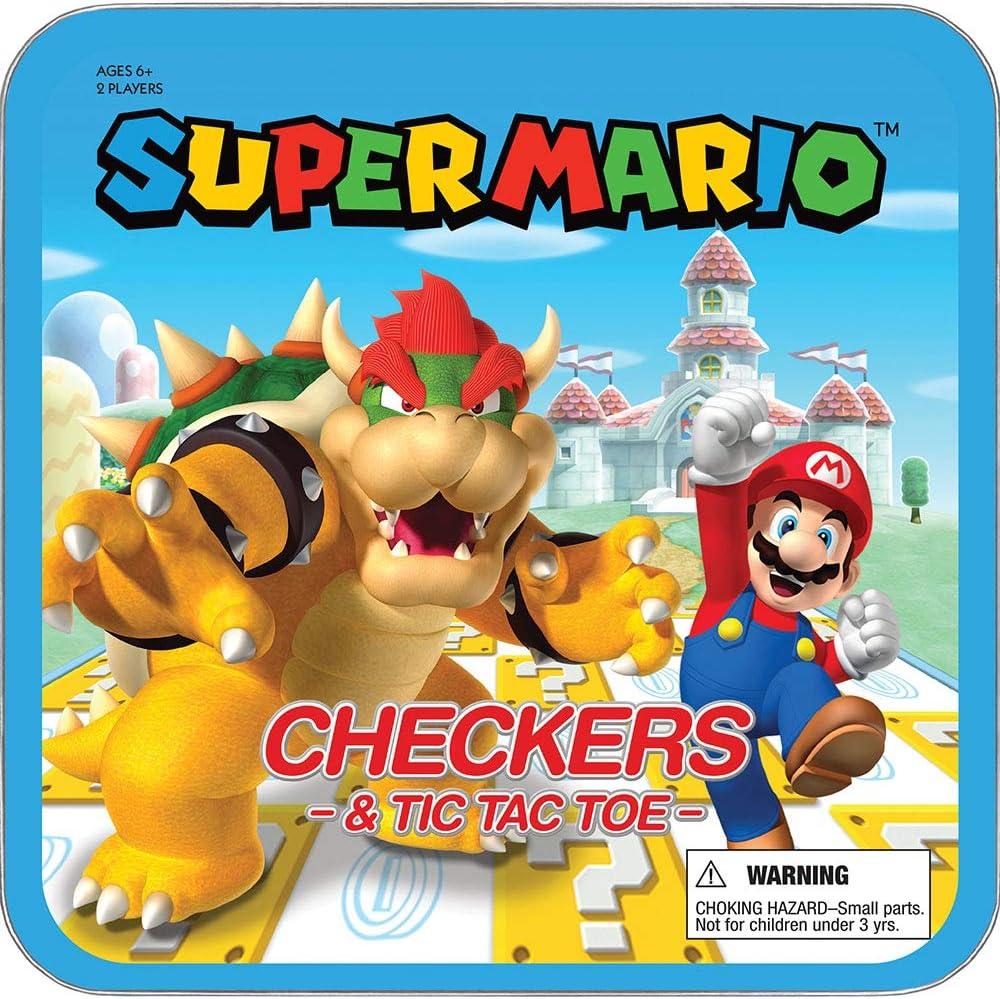image:imageUSAOPOLY Super Mario Checkers amp TicTacToe Collectors Game Set for 2 players Featuring Mario amp Bowser Collectible Checkers and TicTacToe Perfect for Mario Fans Model Number CM00563700200106
