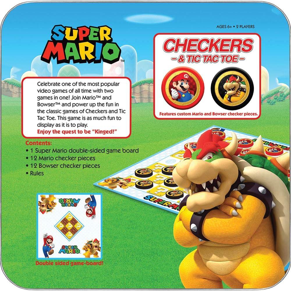 image:imageUSAOPOLY Super Mario Checkers amp TicTacToe Collectors Game Set for 2 players Featuring Mario amp Bowser Collectible Checkers and TicTacToe Perfect for Mario Fans Model Number CM00563700200106