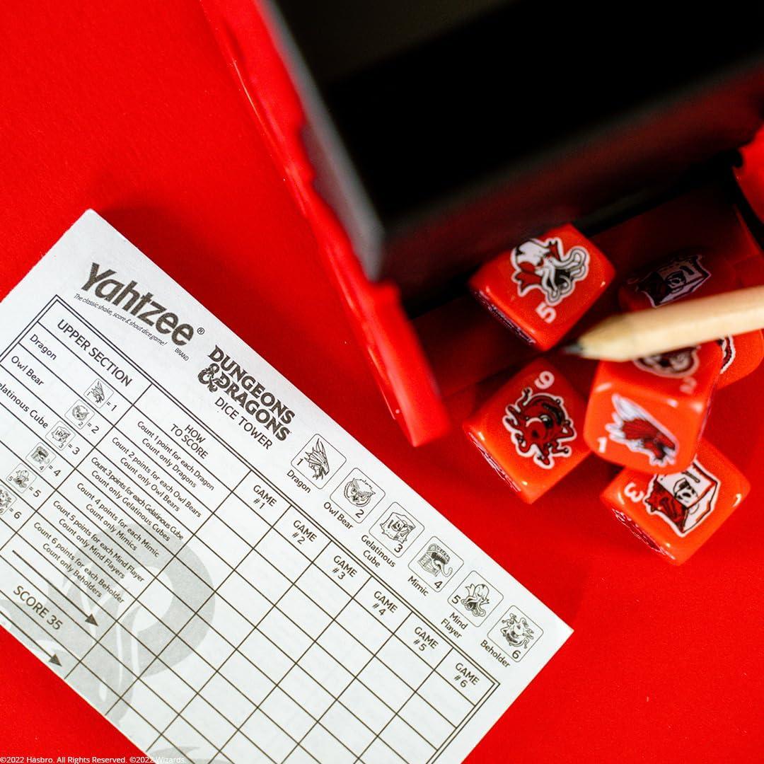 image:imageYAHTZEE Dungeons amp Dragons Collectible Dice Tower Dice Featuring Dragon Owl Bear Gelatinous Cube Mimic Mind Flayer and Beholder OfficiallyLicensed Dungeons amp Dragons Game amp Merchandise