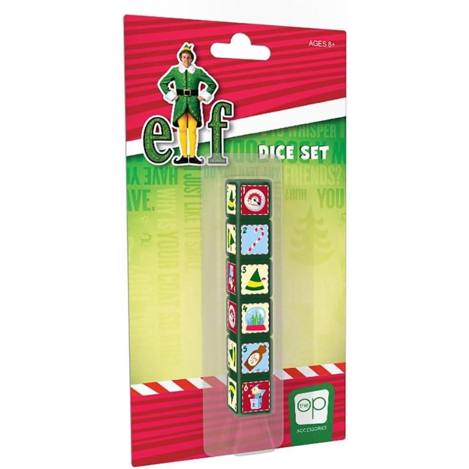 image:imageElf Dice Set  Collectible d6 Dice Featuring Characters amp References  Christmas Cheer Level Candy Cane Buddys Hat Snow Globe Syrup JackinTheBox  Officially Licensed 6Sided Dice