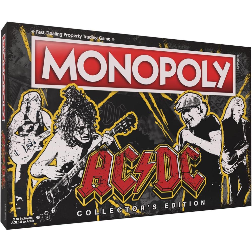 image:imageMONOPOLY ACDC  Play as Anguss Hat Dynamite Lightning Bolt amp more  Includes Popular Albums and Locations ACDC Lane For Those About to Rock TNT and more  Officially Licensed ACDC Collectible