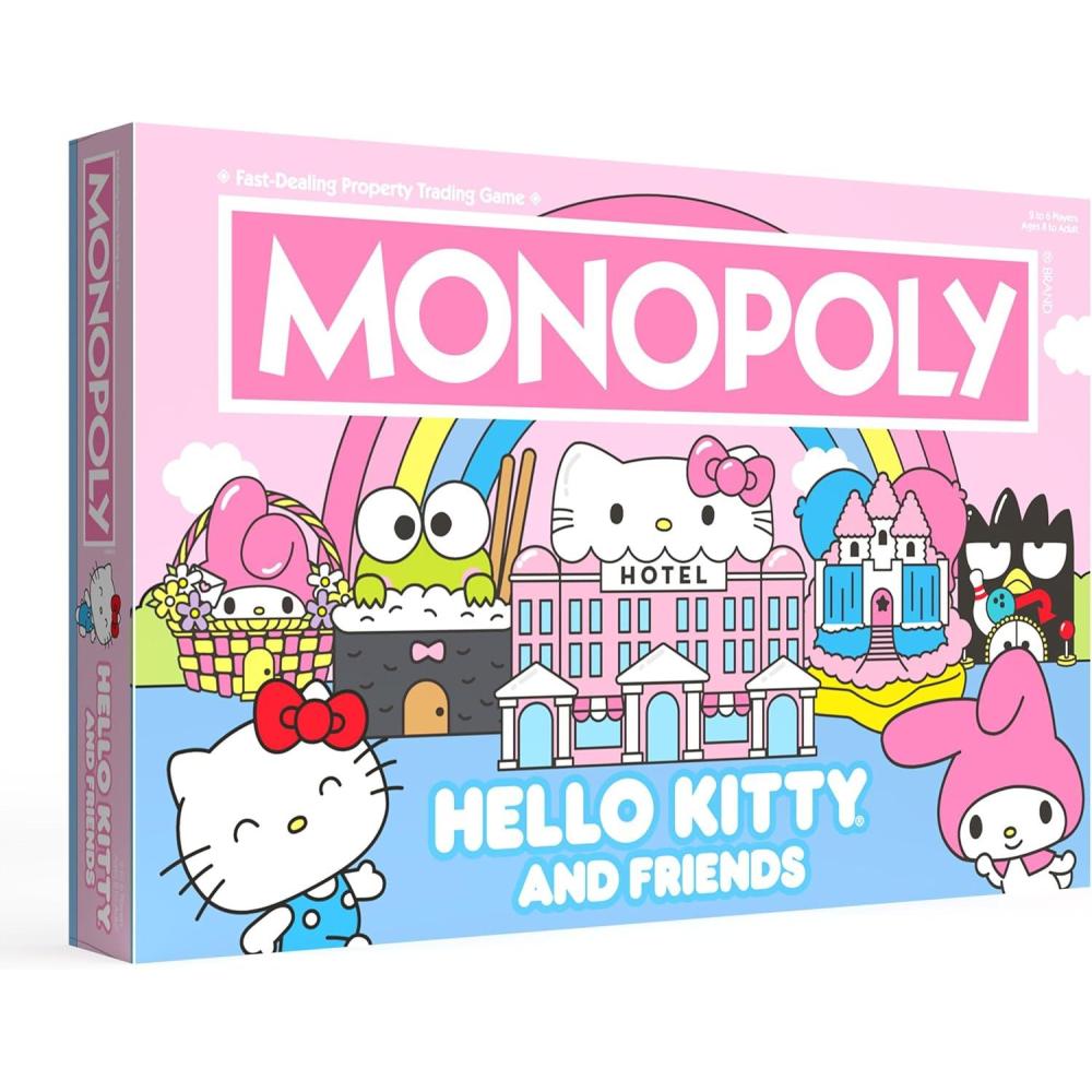image:imageMonopoly Hello Kitty and Friends Buy Sell Trade Buildings from The Animated Series Featuring My Melody BadtzMaru Keroppi Classic Monopoly Game OfficiallyLicensed Hello Kitty Merchandise