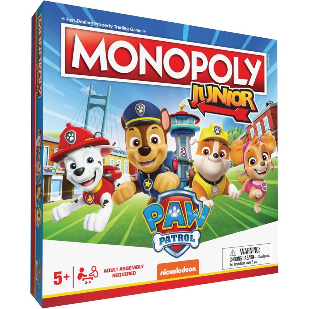 image:imageMonopoly JR PAW Patrol Board Game  Featuring Chase Marshall Skye and Rubble  Officially Licensed Nickelodeon PAW Patrol Game  FamilyFriendly Childrens Monopoly Game  Ages 5 amp Up