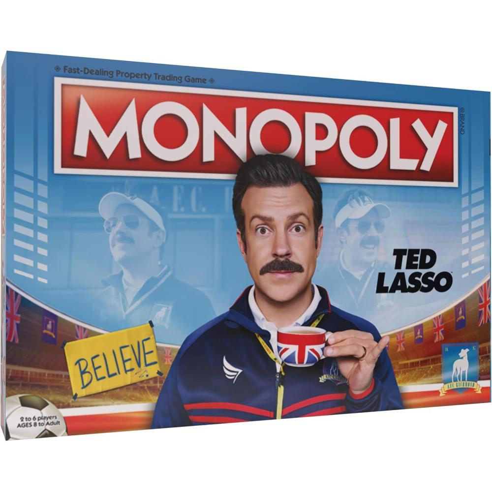 image:imageMonopoly Ted Lasso  Officially Licensed Board Collectible Board Game  Play as Believe Sign Goldfish Tea up Teds Visor and More  Based On Popular Comedy Series