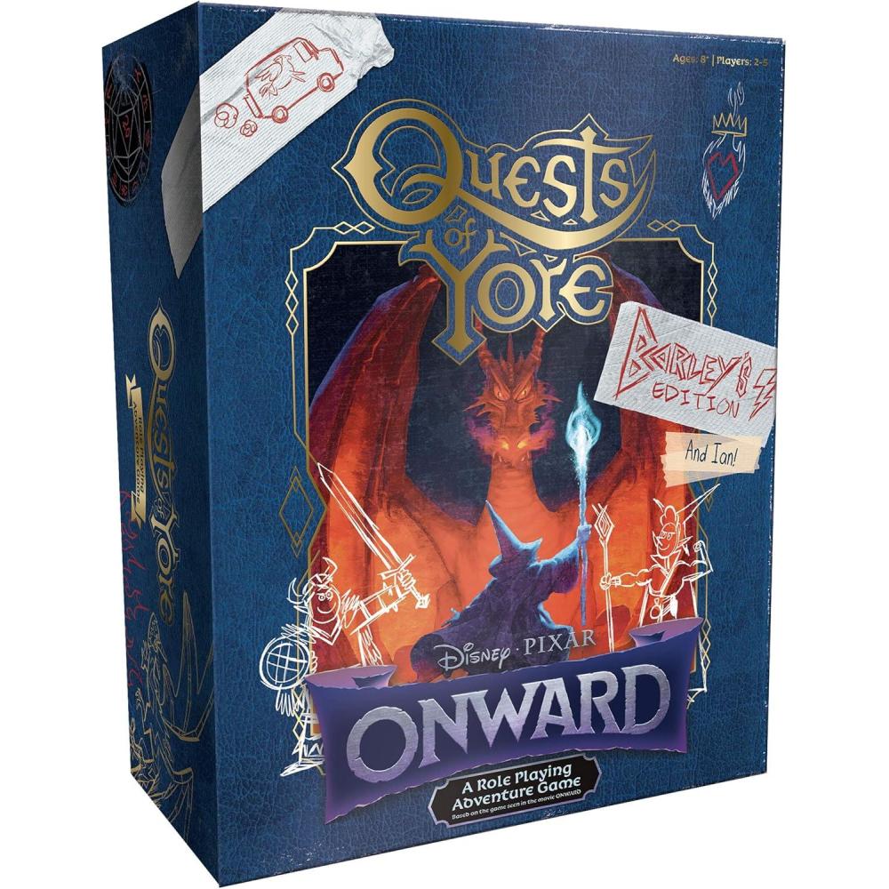 image:imageQuests of Yore Barleys Edition Role Playing Board Game Featured in Disney Pixar Onward Film Officially Licensed Pixar Game Featuring RPG Elements with Quest Master amp D4 D6 D8 and D12 Dice