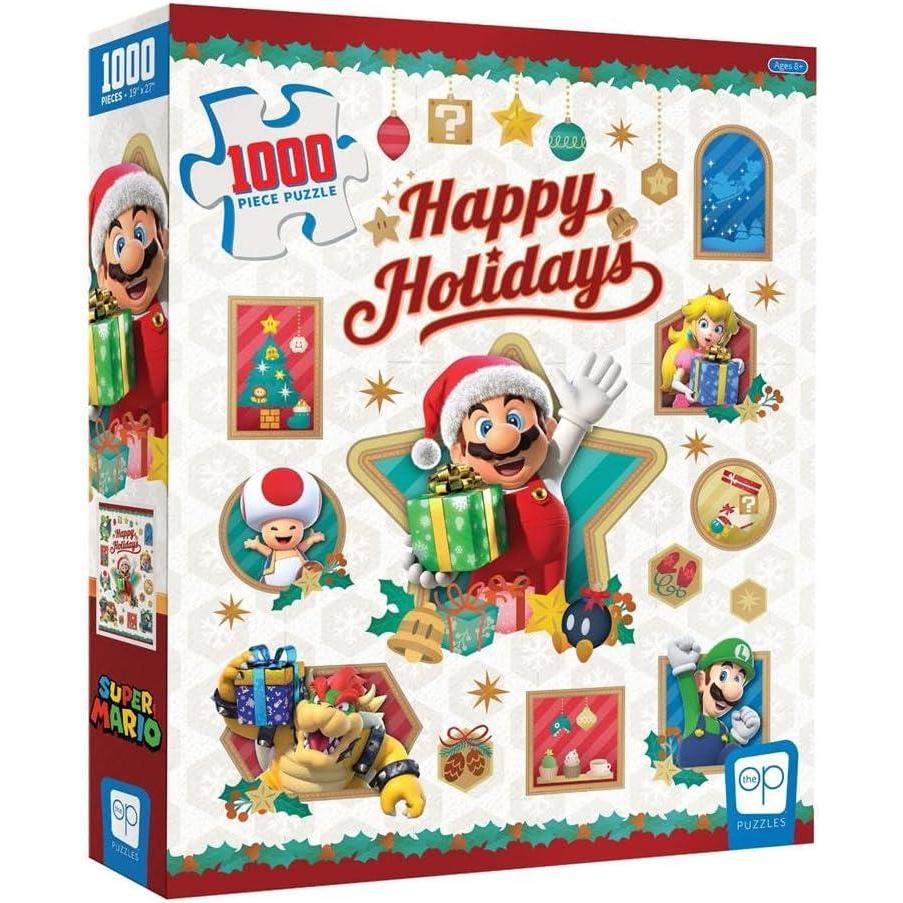image:imageSuper Mario Happy Holidays 1000 Piece Jigsaw Puzzle Collectible Holiday Puzzle Featuring Mario Princess Peach Bowser Yoshi and Luigi Officially Licensed Nintendo Merchandise