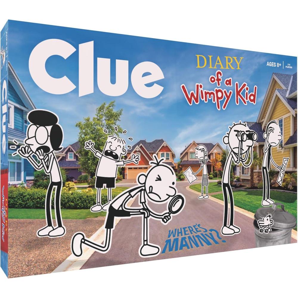 image:imageUSAOPOLY CLUE Diary of a Wimpy Kid Solve The Mystery in This OfficiallyLicensed Collectible Clue Game Featuring Characters amp Locations from The Popular Book Series Diary of a Wimpy Kid