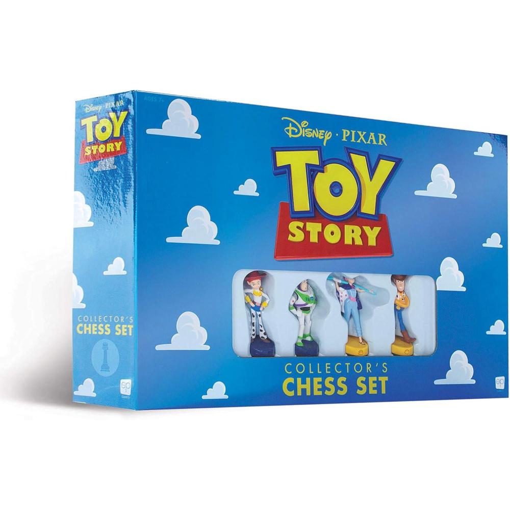 image:imageUSAOPOLY Disney Pixar Toy Story Collectors Chess Set  Featuring Toy Story 4 Characters  Jessie Buzz Lightyear Bo Peep Woody  32 Custom Sculpted Collectible Chess Pieces