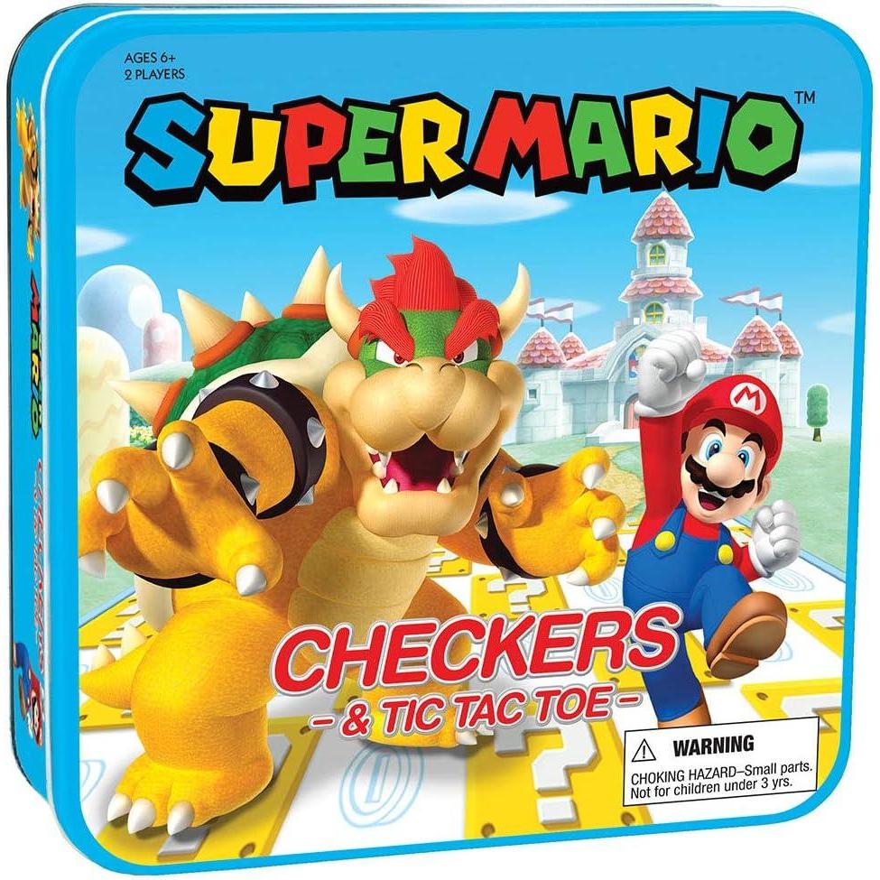 image:imageUSAOPOLY Super Mario Checkers amp TicTacToe Collectors Game Set for 2 players  Featuring Mario amp Bowser  Collectible Checkers and TicTacToe Perfect for Mario Fans Model Number CM00563700200106