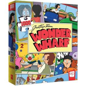 Bob’s Burgers Greetings from Wonder Wharf 1000 Piece Jigsaw Puzzle | Officially Licensed & Collectible Bobs Burgers TV Show Merchandise | Original Artwork Featuring Bob, Linda, Tina, Louise, Gene