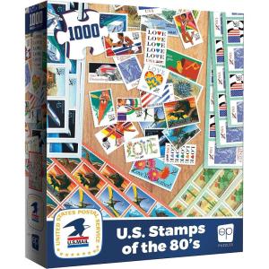 USPS “U.S. Stamps of The 80’s” 1000 Piece Jigsaw Puzzle | Collectible Puzzle Artwork Featuring Iconic & Collectible USPS Stamps | Officially-Licensed United States Postal Service Puzzle & Merchandise