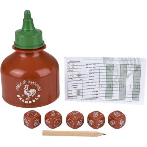 YAHTZEE: Sriracha | Collectible Sriracha Bottle Dice Cup | Classic Dice Game Based on The Popular Hot Sauce Sriracha | Great for Family Night | Officially Licensed Sriracha Game & Merchandise